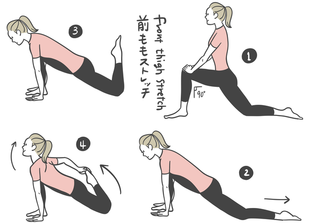 片膝立ちで前ももを伸ばすストレッチ