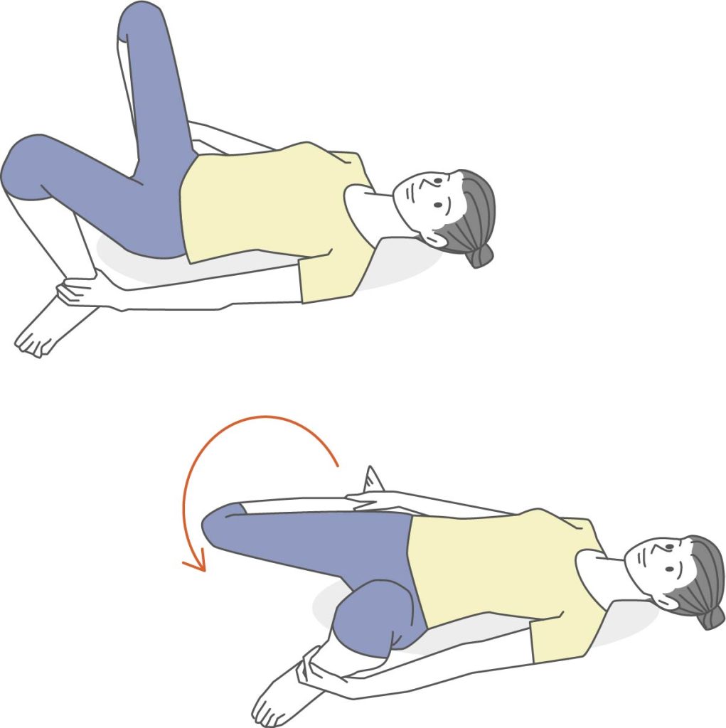 股関節ストレッチ（膝倒し）