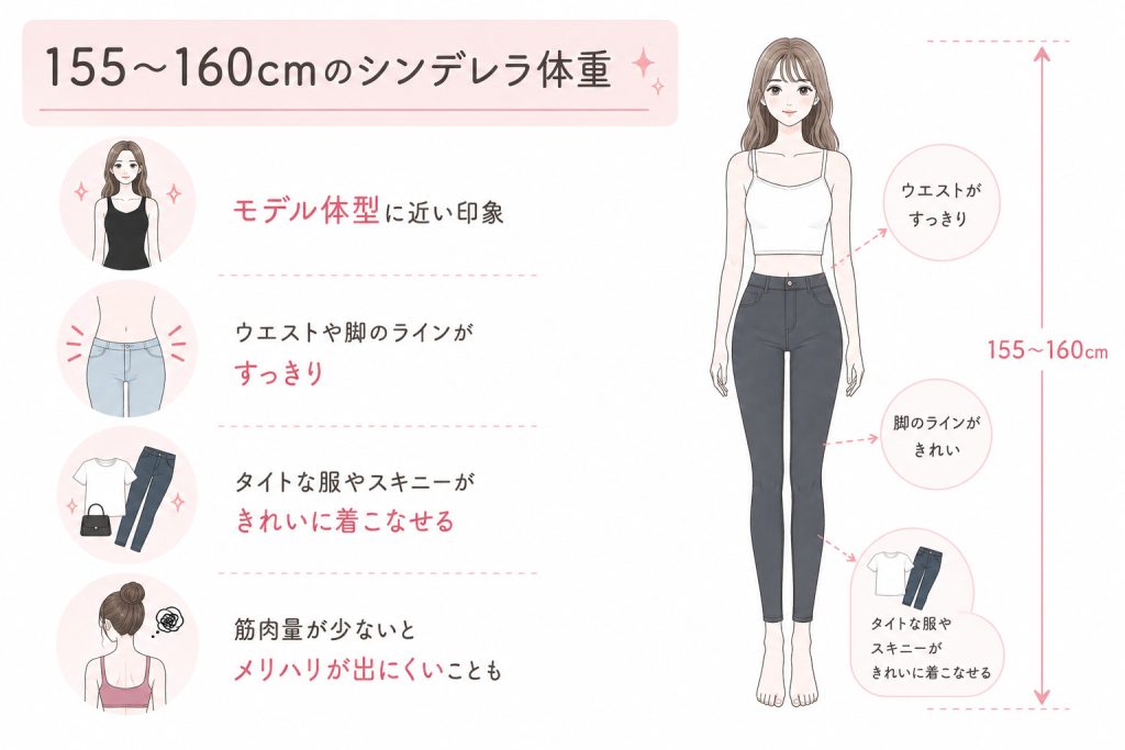 155〜160cmの見た目の印象