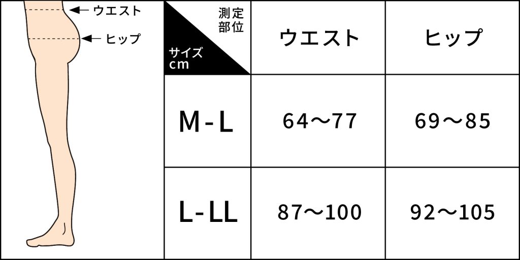 スリムタイツのサイズ表